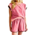 thumbnail image 2 of Yuzhih Women's 2 Piece Outfits 2024 Trendy Summer Tracksuit Casual Cap Sleeve Pullover Top Shorts Lounge Set, 2 of 4