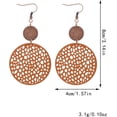 thumbnail image 6 of Wooden Round Geometric Earrings for Women Big Lightweight Statement Earrings Hollow circular earrings Handmade Bohemian Trendy Earrings Jewelry gift, 6 of 11