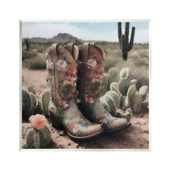 Stupell Industries Southwestern Boots Landscape Beauty & Fashion Painting Unframed Art Print Wall Art, 12 x 12