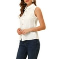 thumbnail image 4 of INSPIRE CHIC Women's Casual Tank Top Sleeveless Peter Pan Collar Chambray Shirt XL White, 4 of 7