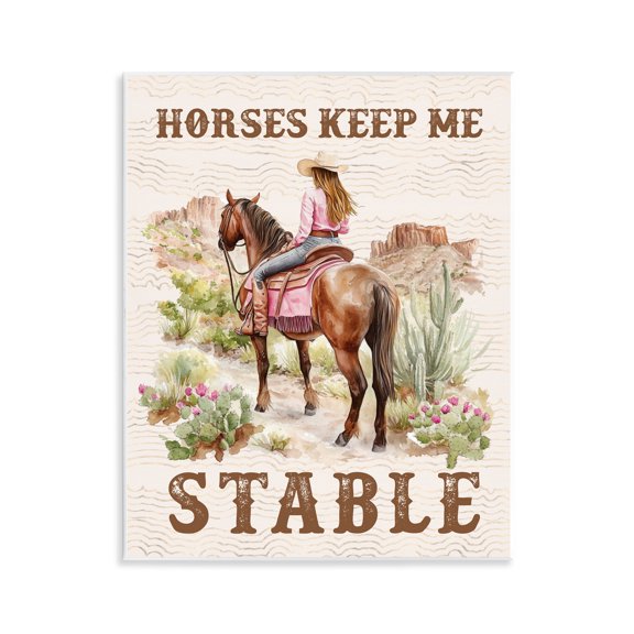 Stupell Industries Horses Keep Me Stable People Painting Unframed Art Print Wall Art, 11 x 14