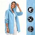 thumbnail image 2 of Womens Waterproof Raincoat Lightweight Rain Jacket Trench Coat Hooded Breathable Windbreaker With Pockets for Outdoor Hiking, 2 of 9