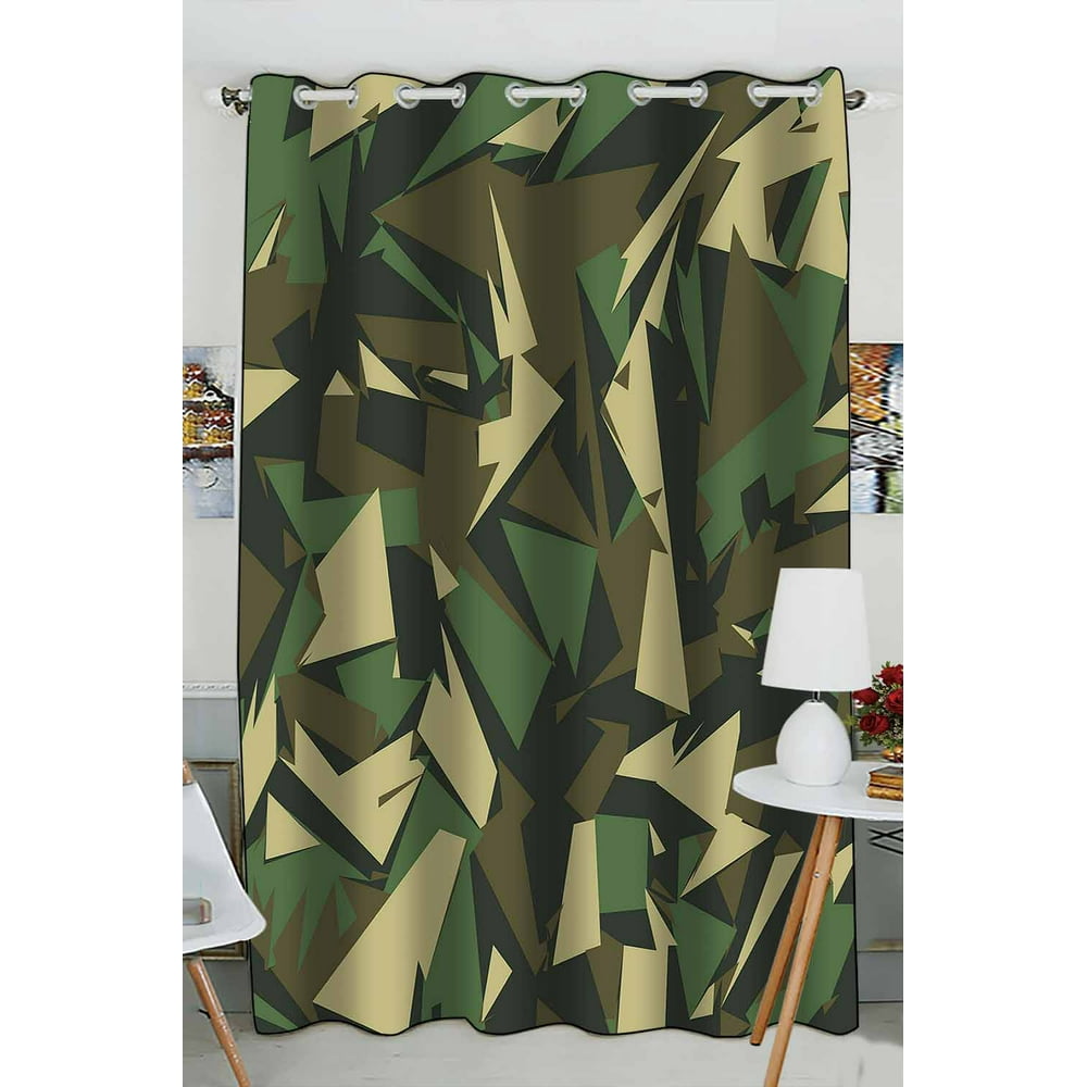 ABPHQTO Camouflage Camo Triangles Shapes Grommet Blackout Curtain Room