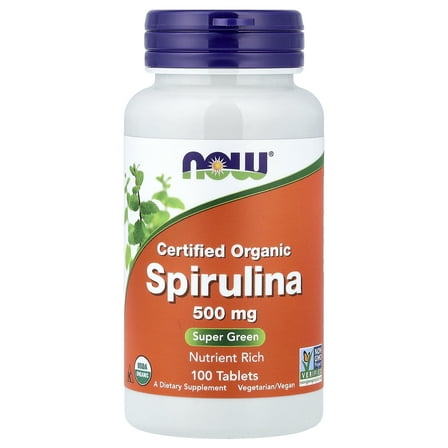 NOW Foods Certified Organic Spirulina, 500 mg, 100 Tablets