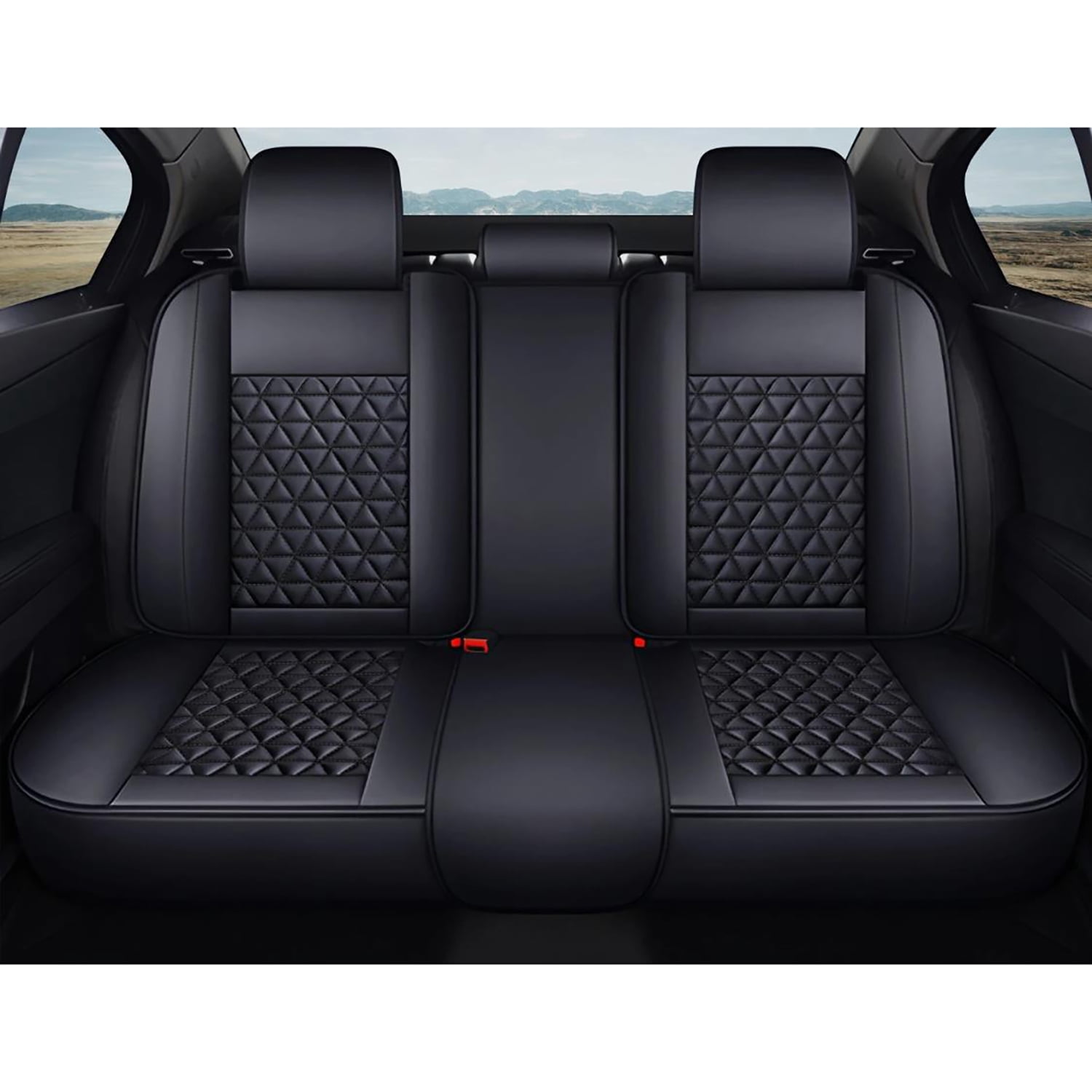 Car Seat Covers Compatible with Toyota Camry 2002-2025 - Full Set 5 Seats Faux Leather All-Weather Seat Cushions & Protectors, Waterproof & Breathable, Airbag Compatible (Black)