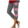 thumbnail image 3 of lcziwo Today's Lightning Sales, Women's High Waist Tummy Control Cropped Yoga Pants Valentine's Day Heart Printed Workout Leggings Casual Elastic Tight Capri Leggings Gray S, 3 of 5