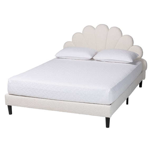 Baxton Studio Albion Boucle Upholstered Queen Size Platform Bed