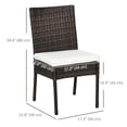 thumbnail image 2 of Set of 2 Brown PE Rattan Outdoor Dining Chairs with Cushions, High Back Wicker Patio Chairs with Metal Frame for Garden, Balcony, Lawn and Poolside, 34.6" H, 17.3" W, 2 of 7