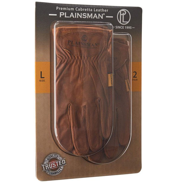 Plainsman 2 Pair Premium Cabretta Leather Gloves Small Medium Large Extra Large 