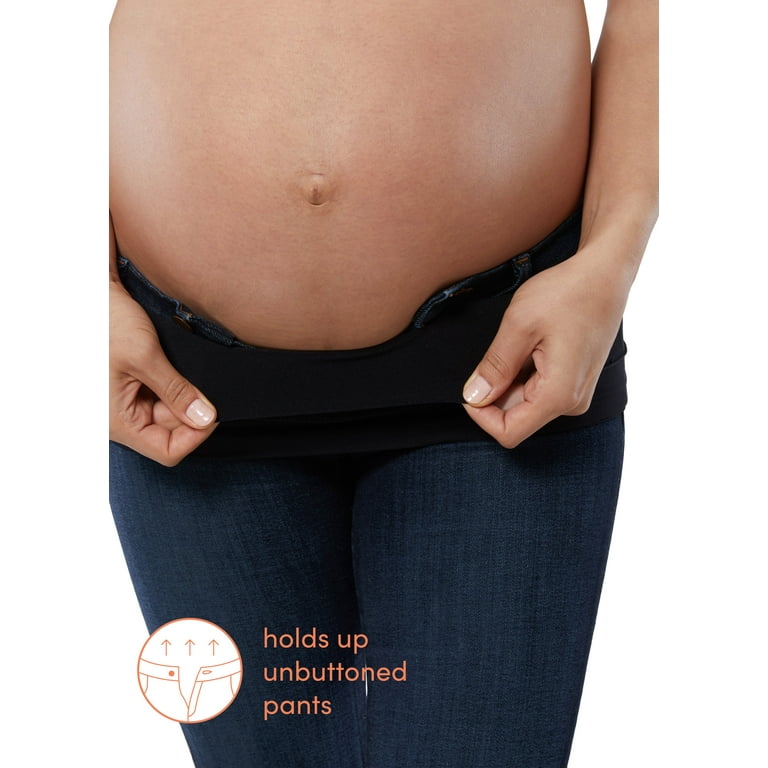 Ingrid & Isabel Basics Bellaband, Maternity Belly Band, Pants & Jeans  Extender for Pregnancy & Postpartum, Black/White, 2-Pack 