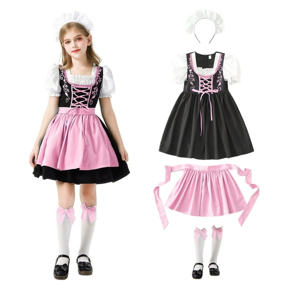 XXWXYD Girls 𝖮ktoberfest Dress 3 Piece Set Teen Bavarian Be𝖾r Festival Clothes Halloween Par𝗍y 𝖢arnival Dirndl Dresses Outfits Traditional German Costum𝖾 Performance Outfit Festival Celebration