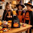 thumbnail image 6 of AZXY Halloween Drawstring Gift Bags Texture Pumpkin Print Candy Treat Pouches, Reusable Portable Multipurpose Goodie Sacks for Halloween Party Favors & Holiday Decor Storage, Black, 6 of 7