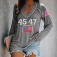 thumbnail image 1 of IDALL Chandail en Molleton pour Femmes Manches Longues T-Shirts Graphiques Rétro 45 47 Imprimé Chandail en Molleton 45 47 Col en V 45 47 pour Président Chandail en Molleton T-Shirts Tenues Automne Gris 2TG, 1 of 5