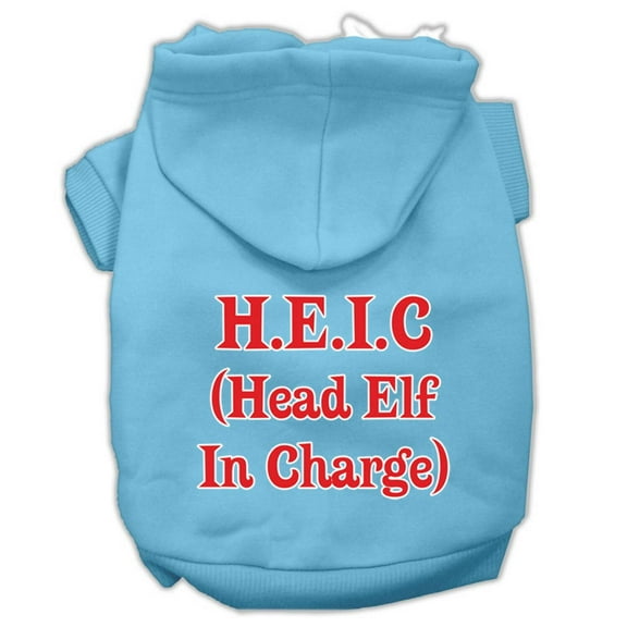 Christmas Pet Dog Cat Hoodie Screen Printed, "Head Elf In Charge"