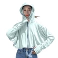 thumbnail image 5 of Alkepwun Womens Jacket Solid Color Batwing Long-Sleeve Lightweight Breathable Ice Silk Hooded Sun Protection Jacket Outdoor Cycling Thumb Holes Coat with Brim and Mask, 5 of 7