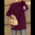 thumbnail image 4 of Suéter Holgado de Gran Tamaño para Mujer, Estilo Túnica Acanalada con Mangas Murciélago de Otoño. Vino Tinto L, 4 of 9