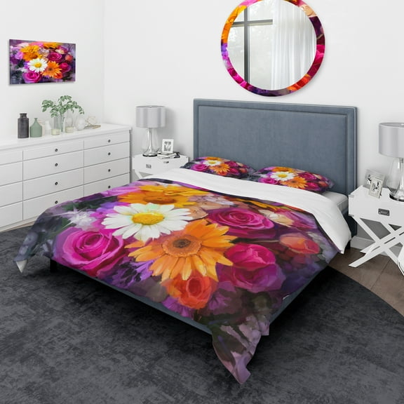 Designart 'Bouquet of Flowers Watercolor' Traditional Duvet Cover Set
