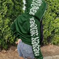 thumbnail image 1 of Zip Up Loose Hooded Sports Sweatshirts,Letter Graphic Y2k Style Long Sleeve Top Solid Color Hoodie Jacket,Women's Sporty Sweatshirts, 1 of 5