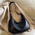 thumbnail image 5 of Shoulder Bag For Women Zipper Crescent Bag Pu Leather Hobo Bag For Travel Decor Bag (Black), 5 of 10