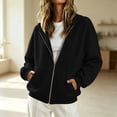 thumbnail image 2 of vdgthytj Sweatshirts for Women Full Zip Long Sleeve Drop Shoulder Side Striped Hooded Jackets Fall Winter Athleisure Outerwear with Pockets(Small,Black), 2 of 7