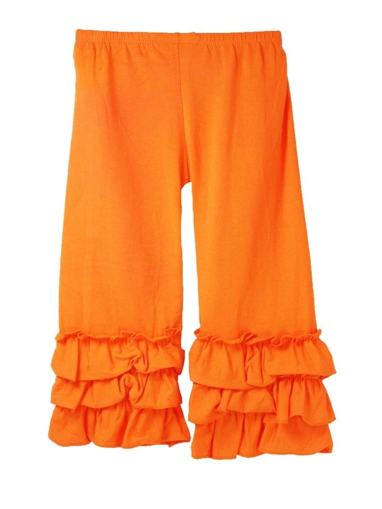 Little Girls Orange Triple Tier Ruffle 
