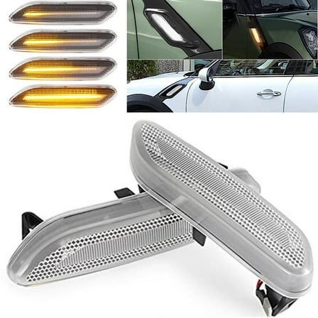 2pcs Clear Amber Full Car LED Front Side Marker Lights For BMW Mini Countryman R60 2010–2016 For Paceman R61 2012-2016 Accessori
