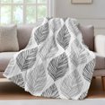thumbnail image 4 of Grey Leaves Throw Blanket, Flannel Fleece Blanket with Striped Design for Couch, Gray Summer Tropical Plant Aesthetics Soft Breathable All Season Plush Blankets for Sofa Office Bed 50"x60", 4 of 9
