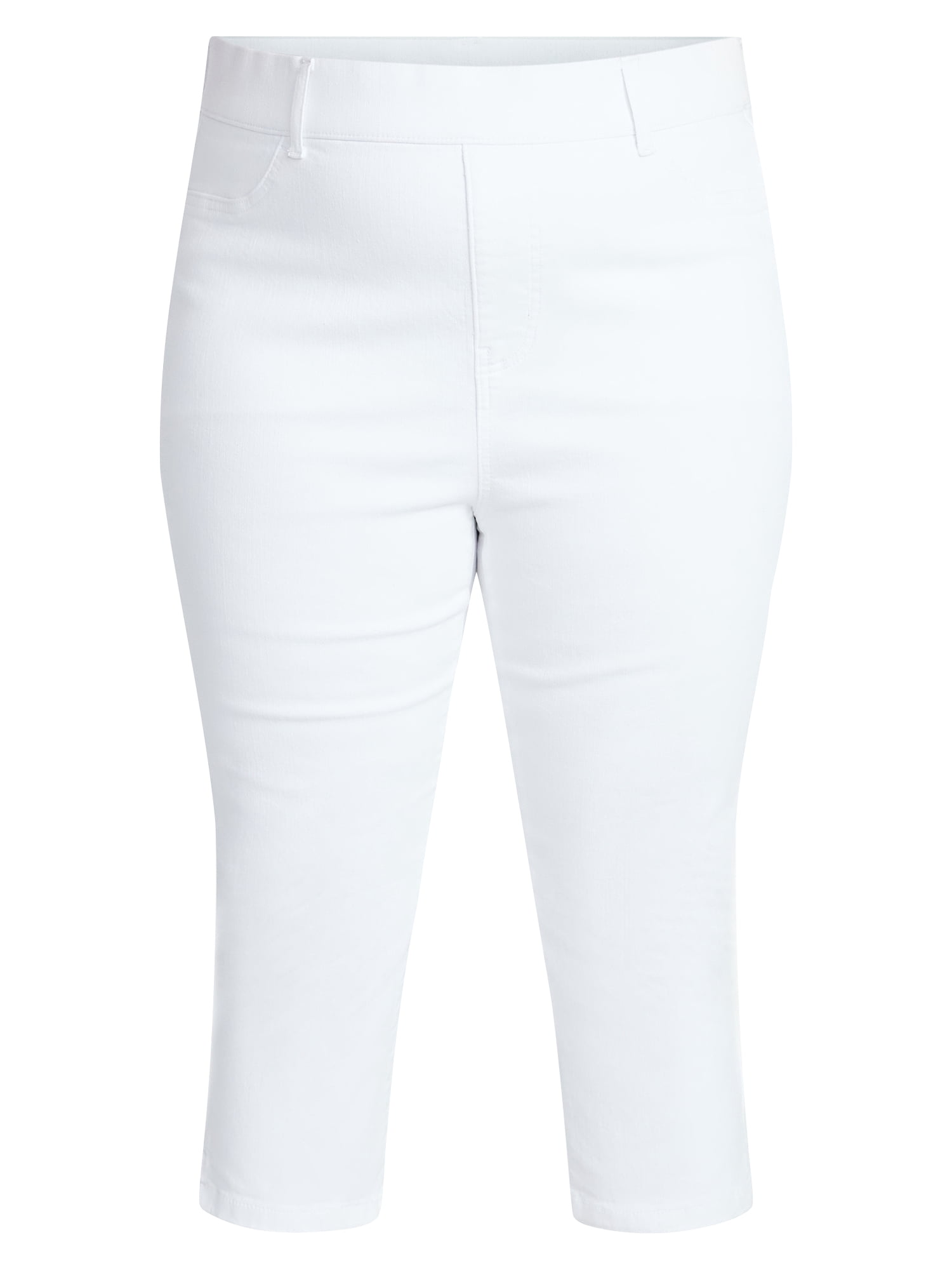 Terra & Sky Women's Plus Pull On Jegging Capri Pants with Control Panel, Sizes 0X-5X