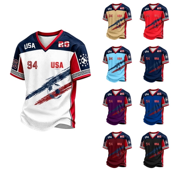 2026 New USA Soccer Jerseys Men, United States Jersey Soccer, Jersey United States, Retro Streetwear Short Sleeve Football Top Soccer Jerseys, Casual Sport Training Shirt for Adult(White, 2XL)