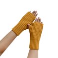 thumbnail image 3 of Women Autumn And Winter Solid Color Multicolor Twist Knitted Wool Half Gloves, 3 of 3