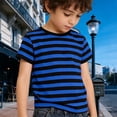 thumbnail image 2 of Gunia Short Sleeve Shirts For Girls Striped Print Boys Casual Kids Tees Shirts Soft Comfortable Daily Wear Tshirts Tops T Shirt 2-13 Years, 2 of 6
