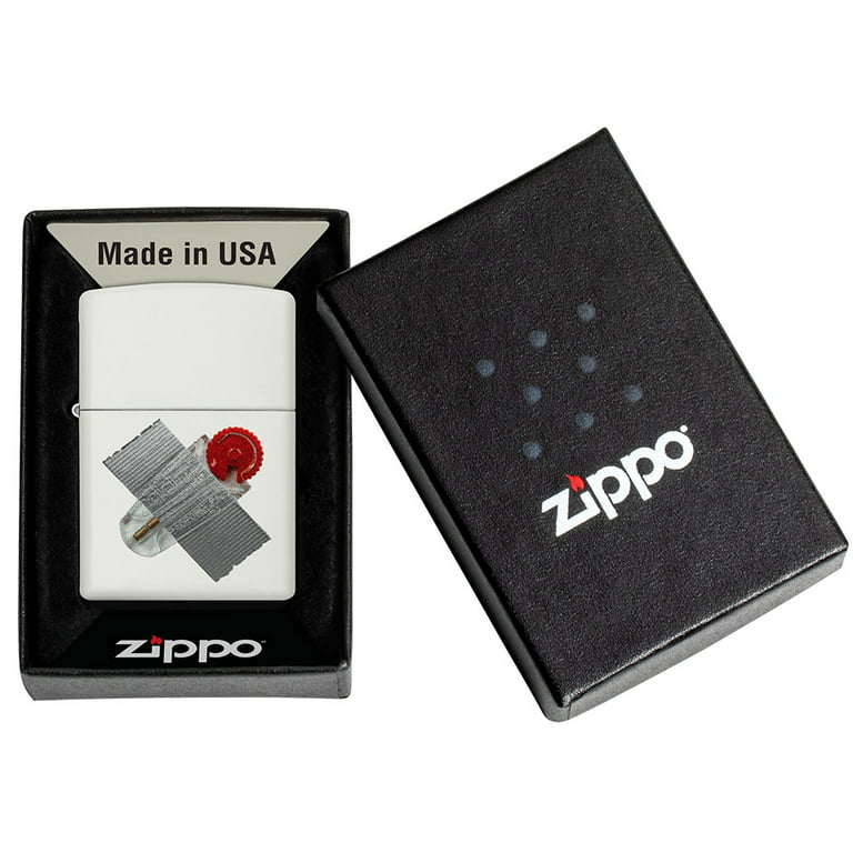 Zippo Taped Flint Dispenser White Matte Pocket Lighter
