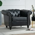 thumbnail image 4 of JINS And VICO 3 Piece Contemporary Faux Leather Nailhead Trim Living Room Set Black, 4 of 7