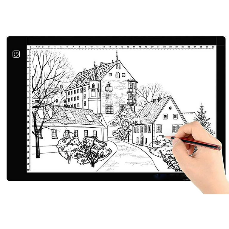 12 x 9 LED Light Tracing Pad, Light Box Adjustable Brightness LED Tracing  Light Box Board A4 Art Drawing Sketching Copy Pad with Memory Function  Table+USB Cable 
