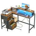 thumbnail image 1 of L Shaped Desk with Power Outlets & LED Lights, Computer Desk with Drawers & Shelves, Corner Desk Gaming Desk Home Office Desk,, 1 of 7