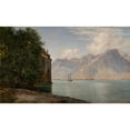 thumbnail image 2 of Janus la Cour 14x10 Gold Ornate Wood Frame and Double Matted Museum Art Print Titled - Chateau De Chillon, Lake Geneva (1876), 2 of 4