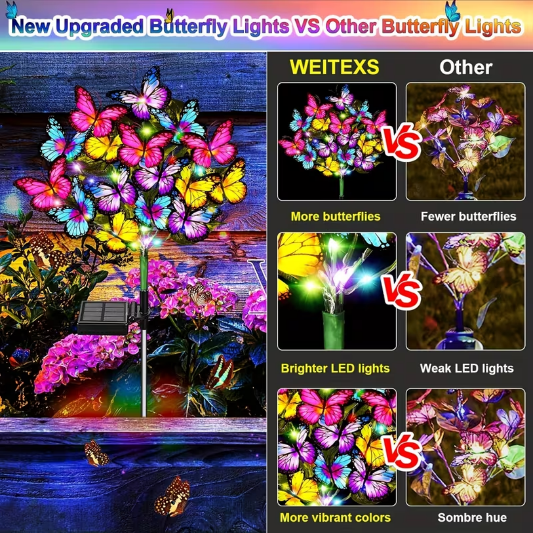4-Piece 160 Led 68 Butterfly Solar Lights, Used For Garden And Yard Decoration, Christmas Decorations, Mother's Day Gifts For Mothers