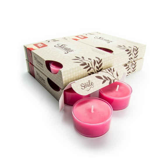 Rose Petals Tealight Candles Bulk Pack - 24 Pink Premium Scented Tea Lights - Shortie's Candle Company