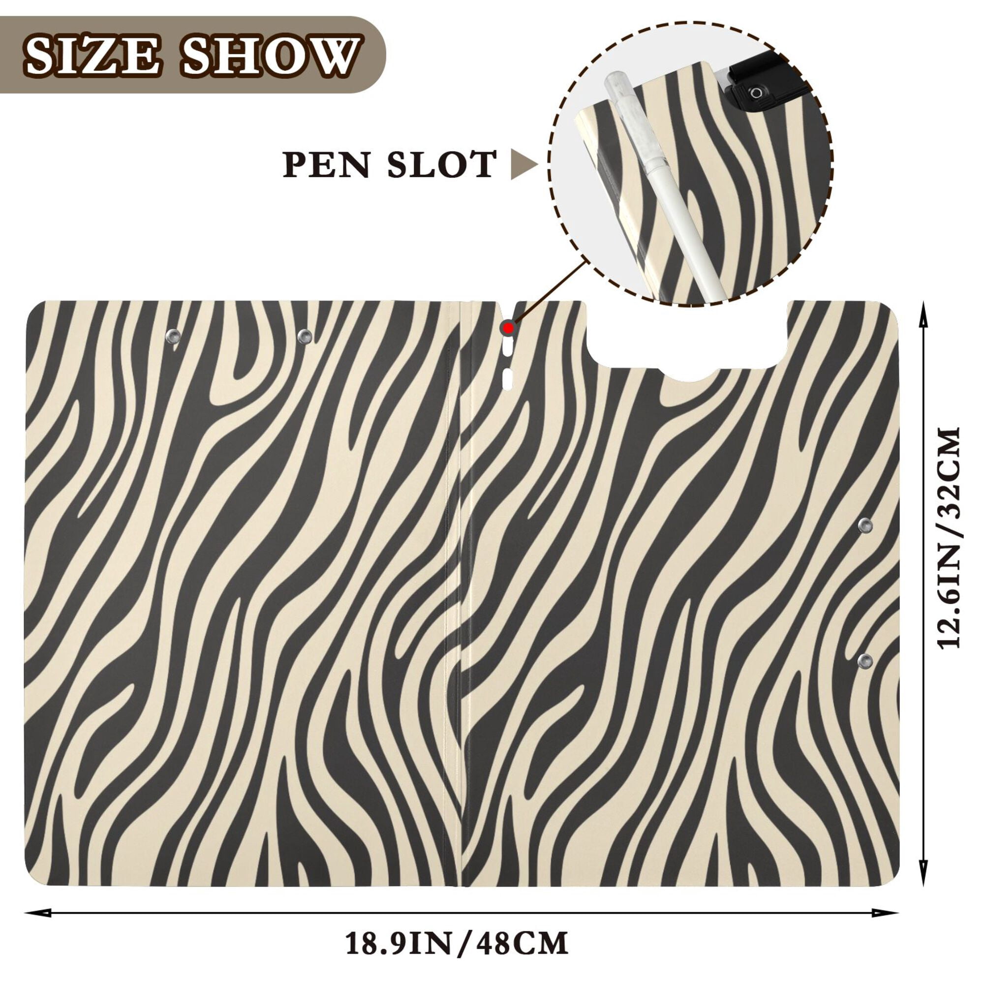FORMRS A4 Clipboard Folder with Pen Holder Horizontal Foldable School Office Binder, Black Lines