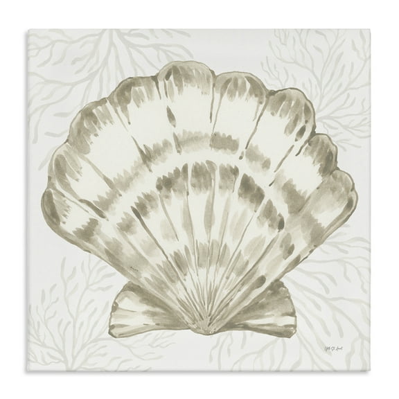 Stupell Industries Clam Shell & Neutral Coral Animals Painting Wrapped Canvas Canvas Art Print Wall Art, 17 x 17