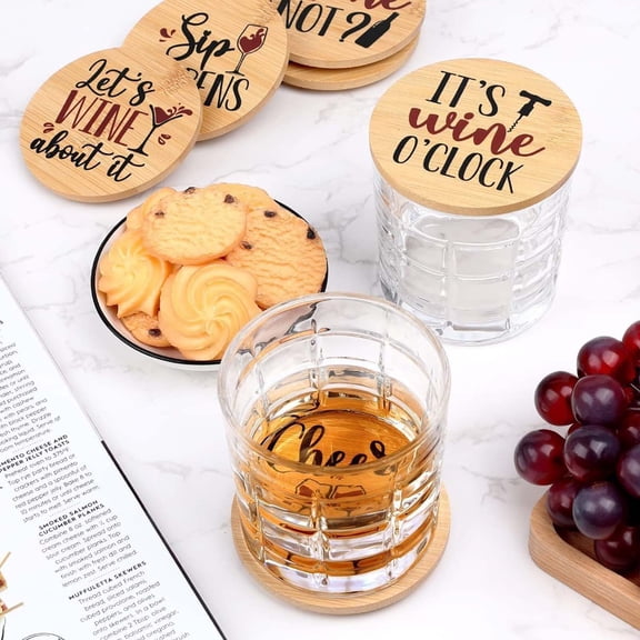 Clearance Glass&Bottle under $7 8 Piece Wooden Charcuterie Board Wine Goblet Lid And Set