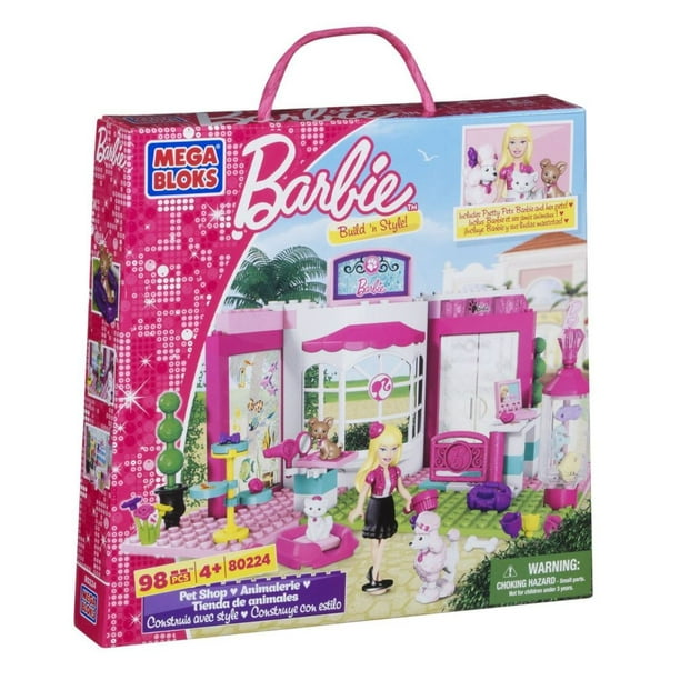 Mega Bloks Barbie Pet Shop Building Set 80224 - 98 Piece - Walmart.com ...