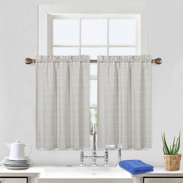 Haperlare Cafe Curtains Short Boho Linen Blackout Kitchen Curtains for