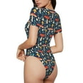 thumbnail image 3 of Fotbe Women Short Sleeve Bodysuit Round Neck Colorful Mushrooms Bodysuit For Women Round Neck Scoop Neck Long Sleeve Stretch Tops Jumpsuit-X-Large, 3 of 9