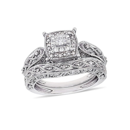 1/5 Carat T.W. Diamond Sterling Silver Halo Bridal