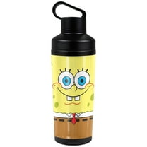 Spongebob Official Dual Face 18 oz Insulated Water Bottle, Leak Resistant, Vacuum Insulated Stainless Steel with 2-in-1 Loop Cap