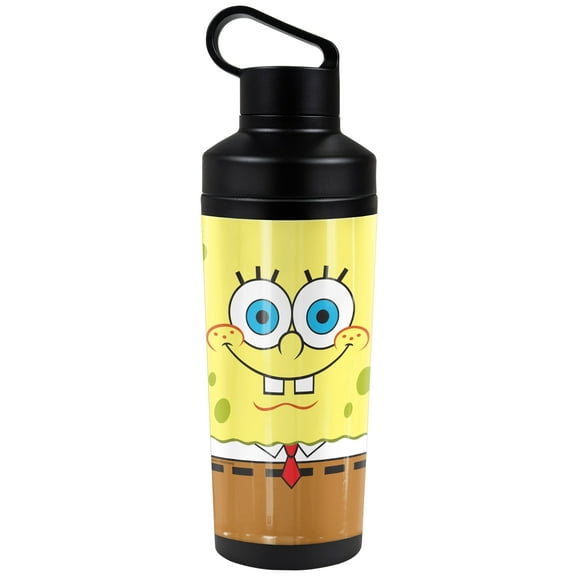 Spongebob Official Dual Face 18 oz Insulated Water Bottle, Leak Resistant, Vacuum Insulated Stainless Steel with 2-in-1 Loop Cap