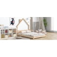 thumbnail image 5 of Kacho Full Size Bed Frame, Twin Plarform Bed with Headboard Bed, Solid Wood Floor Bed for with Handrails ,Slats, Floor Bed for Bedroom, No Box Spring Needed, Easy Assembly, Natural, 5 of 8