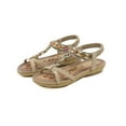 thumbnail image 2 of LSLJS Bohemian Flat Flower Rhinestone Sandals Outer Beach Sandals, 2 of 8