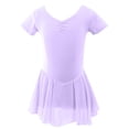 thumbnail image 6 of AUNVITO Girls Ballet Leotard Dress with Mesh Skirt Short Sleeve V-Neck for Dance Practice and Performance Comfortable and Elegant, 6 of 7